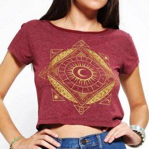 Truly Madly Deeply Maroon Zodiac Crop Top Size S